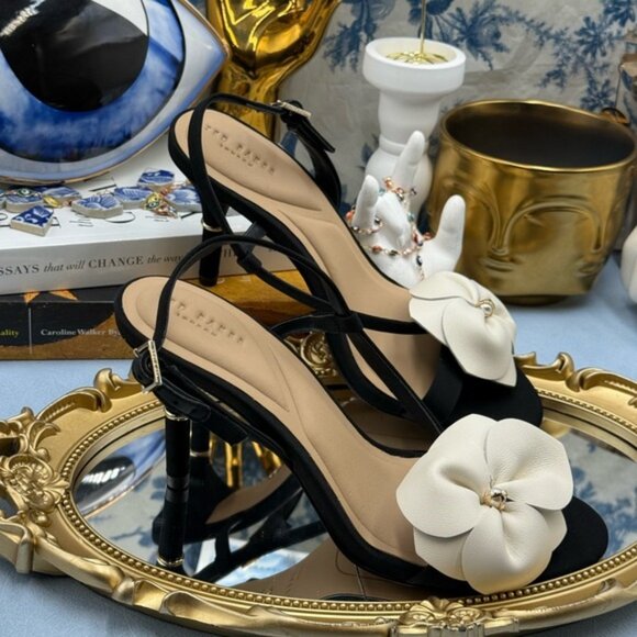 🆕 TED BAKER 🧿 NWOB ARIA ROSE Black & White Pearl Embellished Sandal, Sz US 6.5 - Picture 7 of 16